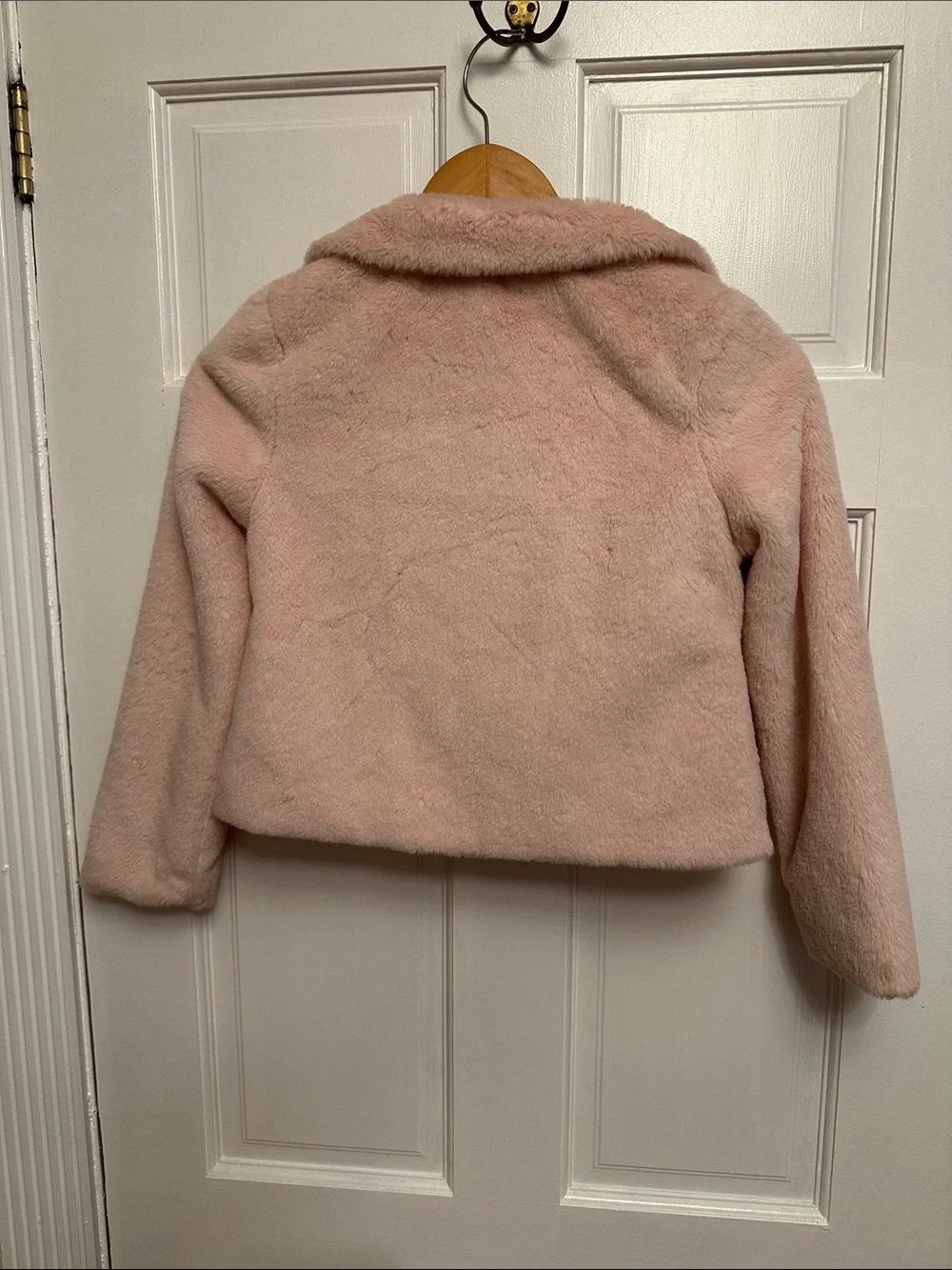 GAP Light Blush Faux Fur Cropped Jacket for Kids